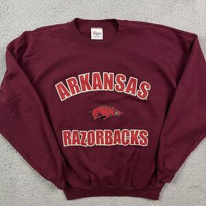 Arkansas Razorbacks Crewneck Sweater  Red Crewneck‎ Sweatshirt Pullover Sz L